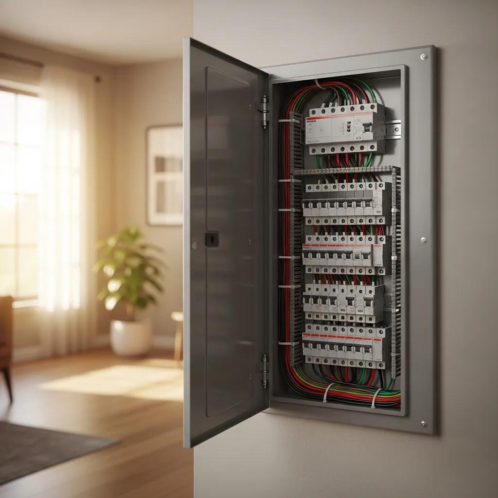 Modern electrical panel showcasing safety and efficiency in a residential setting